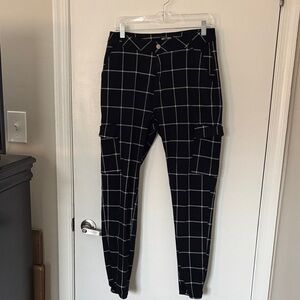 Hot Topic Black Checkered Cargo Joggers